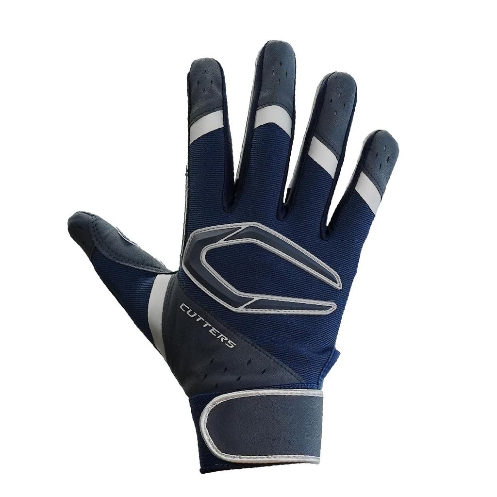 CUTTERS Batting Gloves B444 Power Control Navy X Silver 4.0, Ambidextrous, Baseball/Softball, XL,