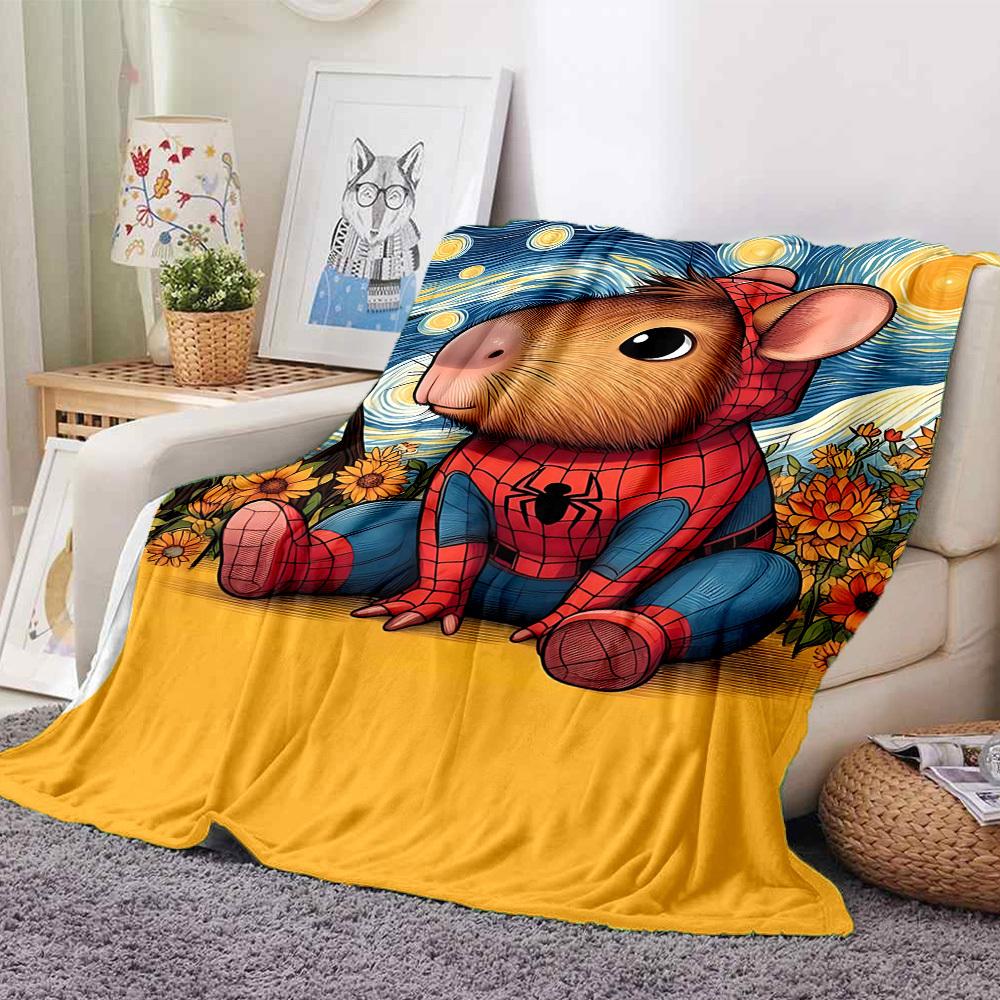 1pc Spider Capybara Blanket Soft All Season Throw with Vibrant Design, Perfect for Home, Travel, and Gifts, Ideal for Naps and Camping
