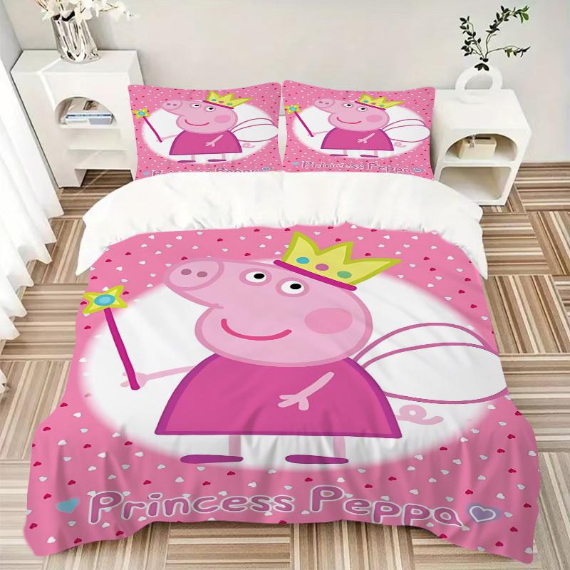 3pcs Peppa Pig Duvet Cover Set, 1 Duvet Cover + 2 Pillowcases (No Insert), High-Definition Print, Home & Dorm Set yy251208030