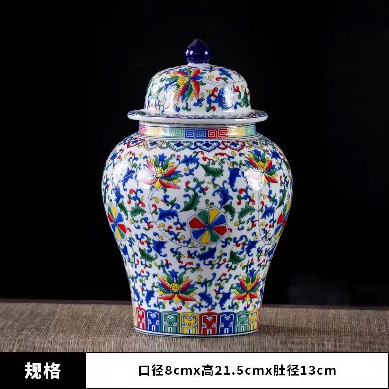 Vintage Ceramic Tea Canister Home Moisture-proof Storage for Candy Nuts and Coffee Beans Desktop Blue and White Porcelain Vase