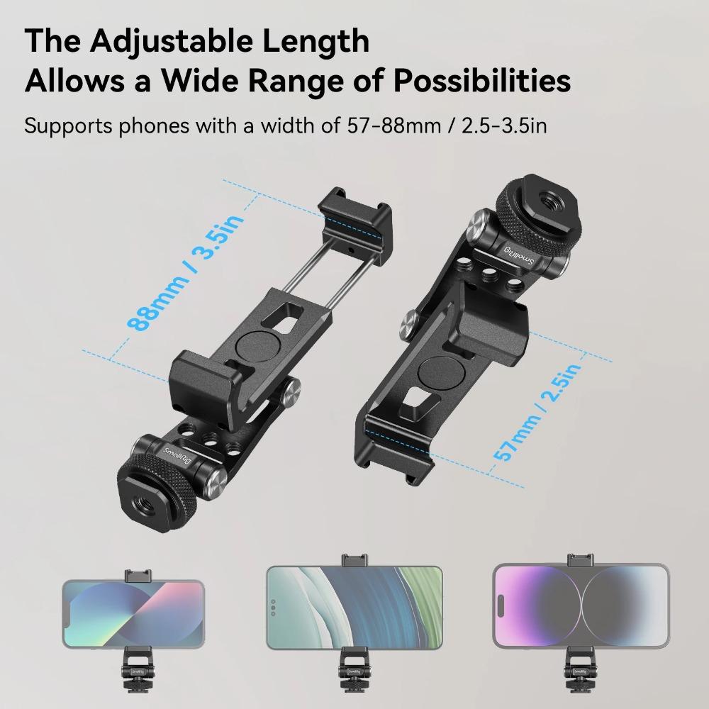 SmallRig Metal Phone Holder with Cold Shoe Mount Phone Support for DJI RS 3 /RS 3 Pro/ RS 3 Mini /RS 4Pro/RS 4 w Cold Shoe 4382