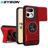 KEYSION Magnetic Phone Case for Realme 16T 5G Slide Camera Lens Protection Upright Kickstand 360° Ring Shockproof Back Cover