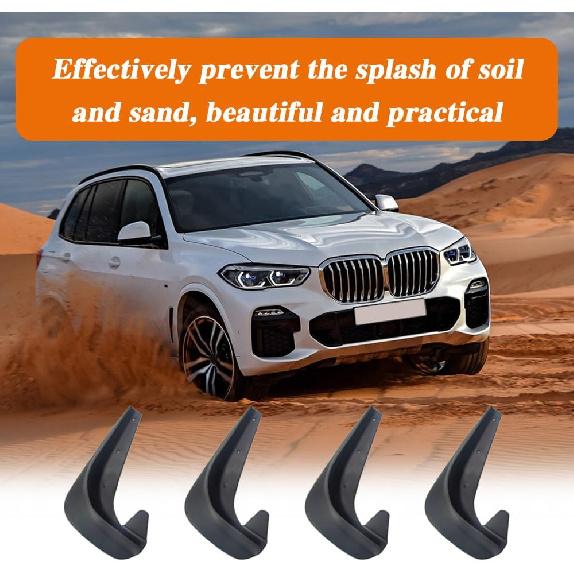 4PCS Car Mud Flaps, Black Mud Flaps Splash Guards, Front Rear Mud Flaps Splash Guards, No Drilling Mudguards Fenders Car Exterior Accessories