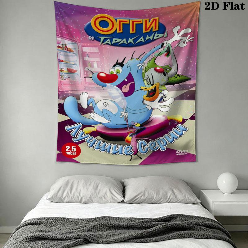 Oggy Wall Tapestry Aesthetic Wall Hanging Printed Fabric Blanket Decorative Tapestries for Bedroom Living Room Home Decor