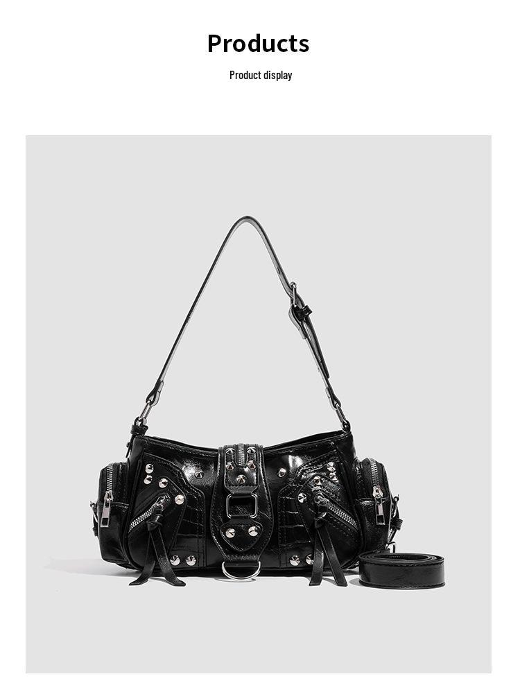 Retro Rivet Tote: Versatile Biker-Inspired Crossbody Bag for the Spicy, Sweet, and Cool.