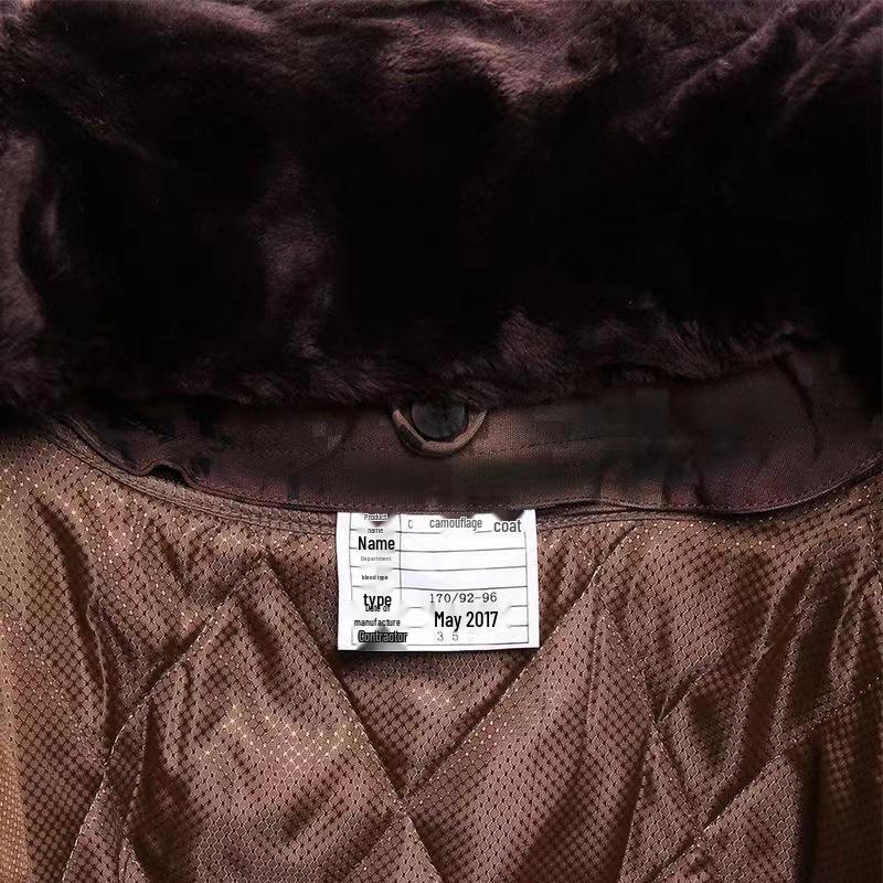 Men's and Women's Army Green Camouflage Winter Coat, Cotton-Padded, Mid-Length, Plus Velvet, Thickened for Cold Protection.