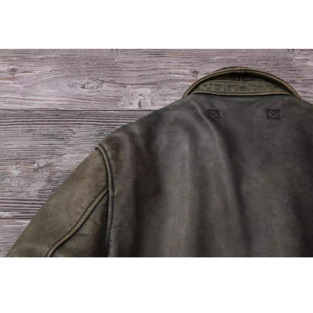 Chinese Size Classic Military A2 Air Force Leather Flight Jackets Vintage Stonewashed Cow Leather Jacket Men Soft Cowhide Mens Coat