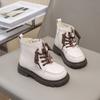 Luxury Girl Winter Boots Cute Rabbit Kids Fashion Princess Ankle Boots Thick Bottom Glossy PU Children Cotton Boots Side Zipper
