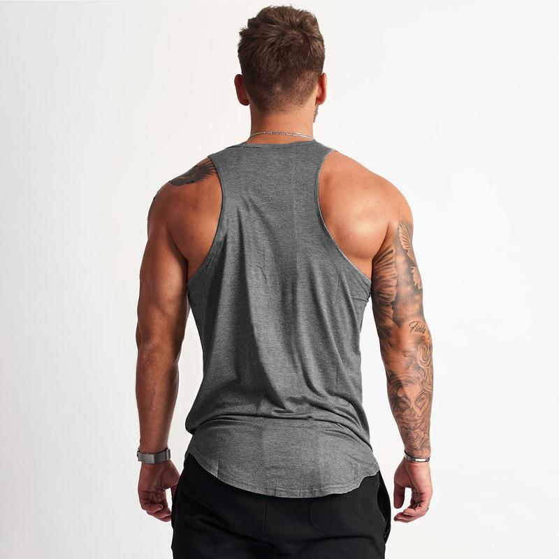 Muscleguys Summer Man Vest Running and Fitness T Shirt Slim Fit Fashion Trend Motion Fitness O-Neck Vest Top Tees