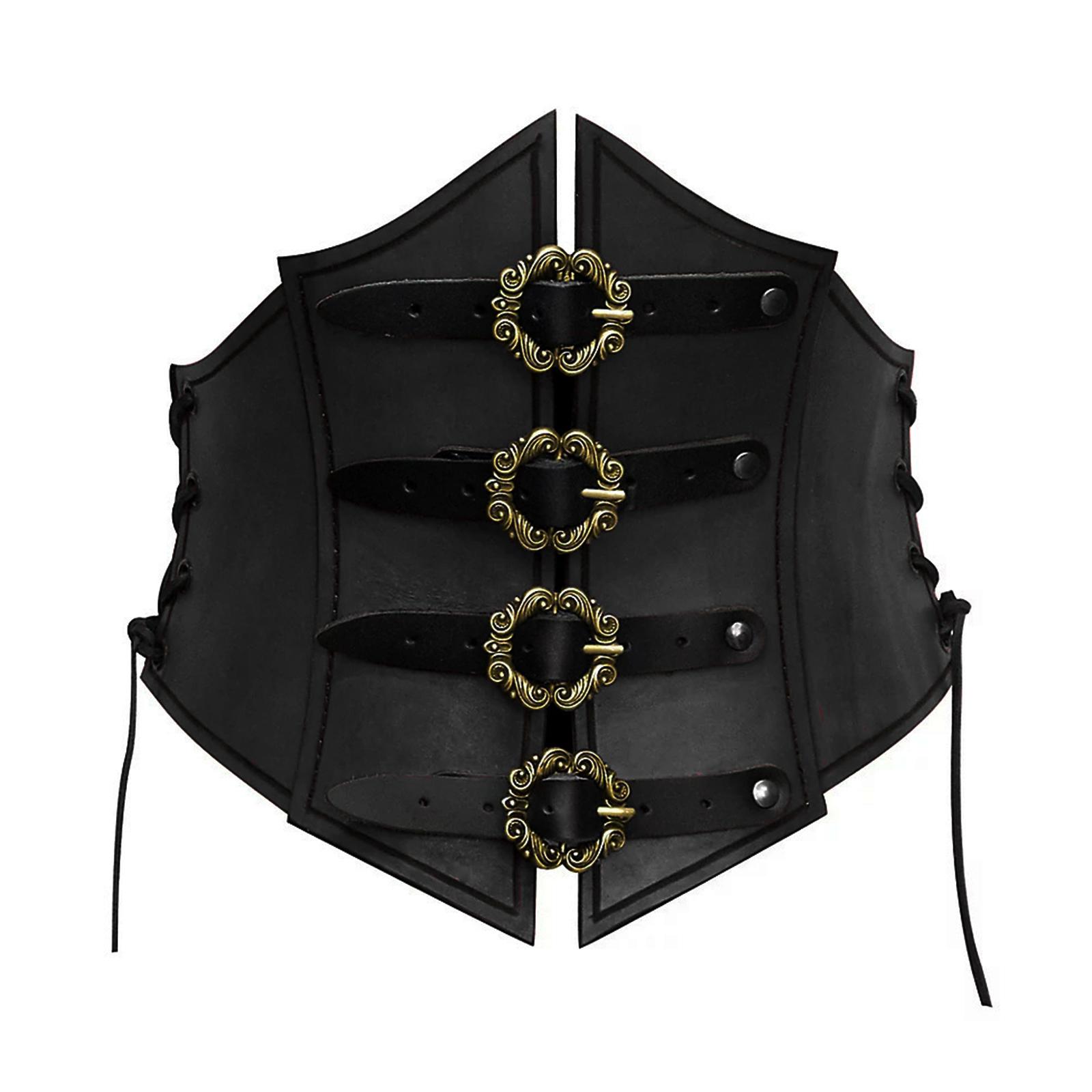 Косплей Средневековый Пояс на Талию для Женщин Винтажный Костюм Рыцаря Широкий Корсетный Пояс Сценический Костюм Пояс чёрный