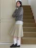 Elssibeui Drawstring Pleated Skirt_Beige