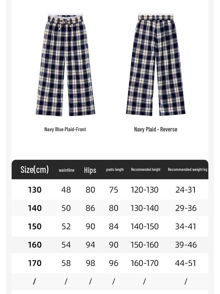 Disney Girls' Plaid Straight-Leg Pants
