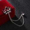 High-end Brooch Crown Crystal Rhinestones Brooches Tassel Chain Lapel Pin British Style Men's Suit Shirt Collar Luxulry Jewelry