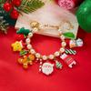 Christmas Resin Santa Claus Gingerbread Snowman Bracelets Deer Star Tree Strawberry Imitation Pearl Bangle For Women Men Jewelry