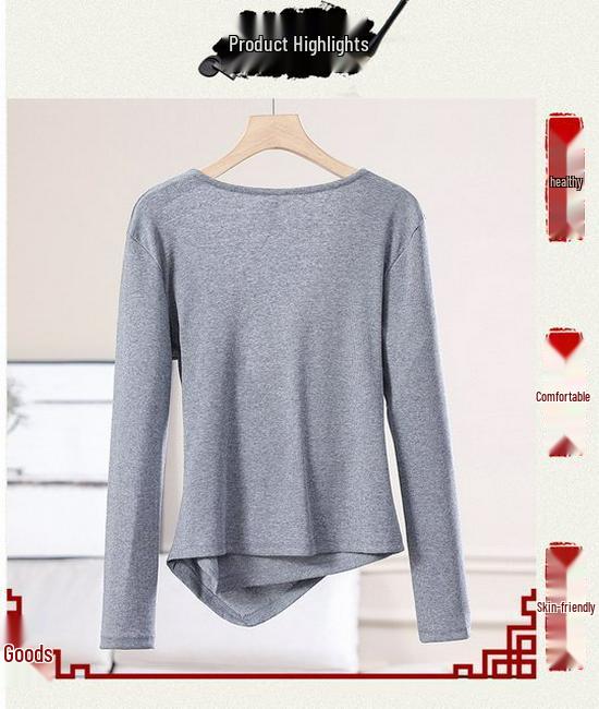 2025 Women's V-neck Long-sleeve Slim-fit T-shirt - Stylish Spring/Autumn Design