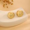 High-End Metal Heart Butterfly Flower Earrings with Exaggerated Pleated Texture