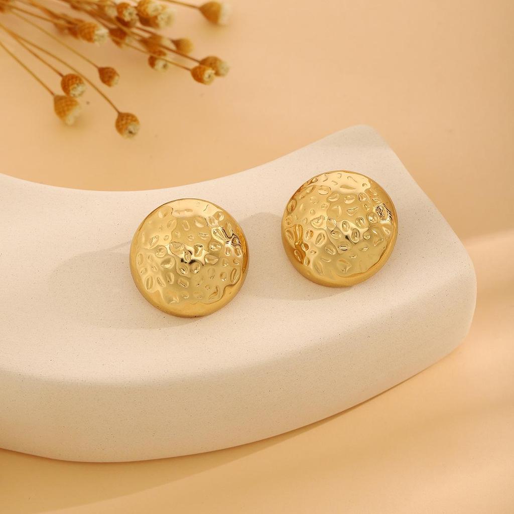 High-End Metal Heart Butterfly Flower Earrings with Exaggerated Pleated Texture