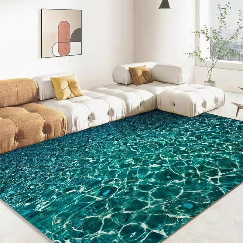 3D Ocean Sea Water Large Carpet Rug for Home Living Room Bedroom Sofa Doormat Decor Kids Play Area Rug Carpet Non-slip Floor Mat