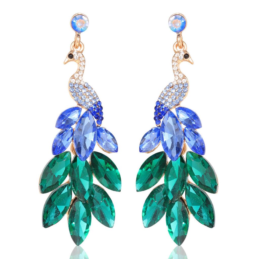 Ethnic Peacock Earrings For Women With Crystals And Animal Design Gift For Fashion Lovers