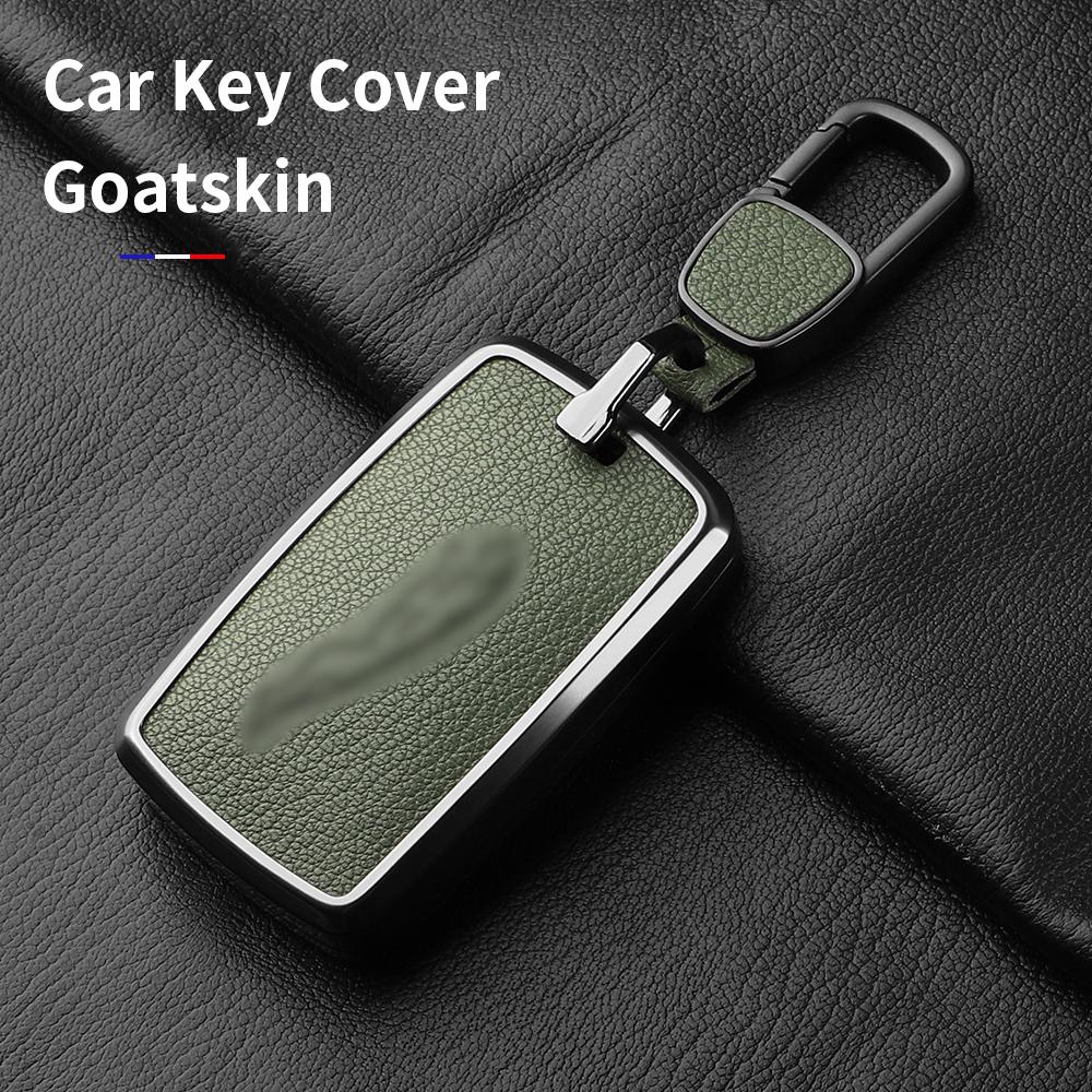 Aluminiumlegierung Ziegenleder Auto Schlüsselhülle Abdeckung für Jaguar JLR XF XJ XE XJL XFL I-PACE E-PACE F-Pace Auto Schlüsselhülle Schutz Fob