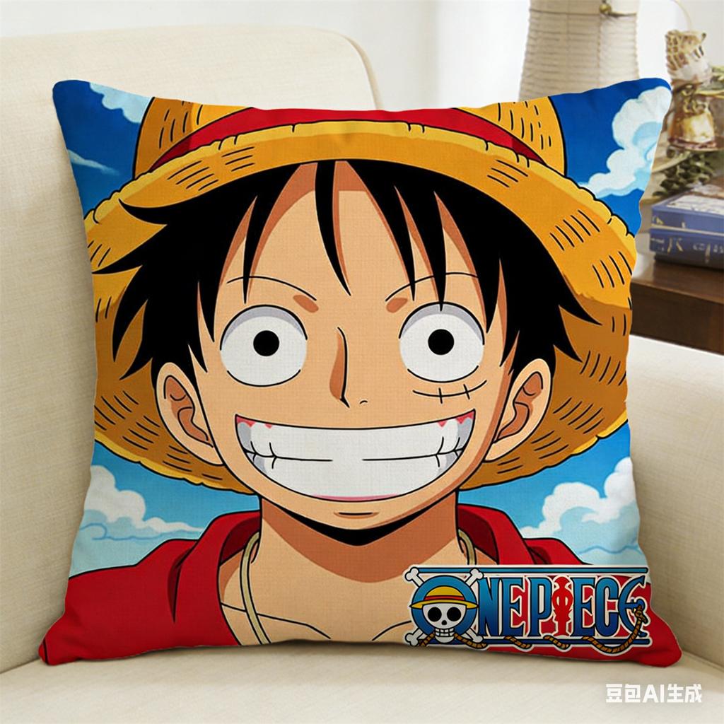 One Piece Luffy Printed Pillow Case Decorative Throw Pillow Cover For Sofa Bedroom Living Room Car Home Decor