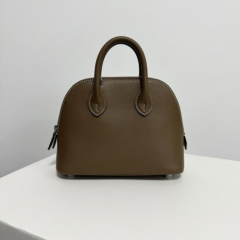 Sac Bandoulière Mini Coquille en Cuir de Vachette Evercolor Importé Polyvalent Sac pour Femme en Cuir de Vachette Première Couche Sac de Bowling
