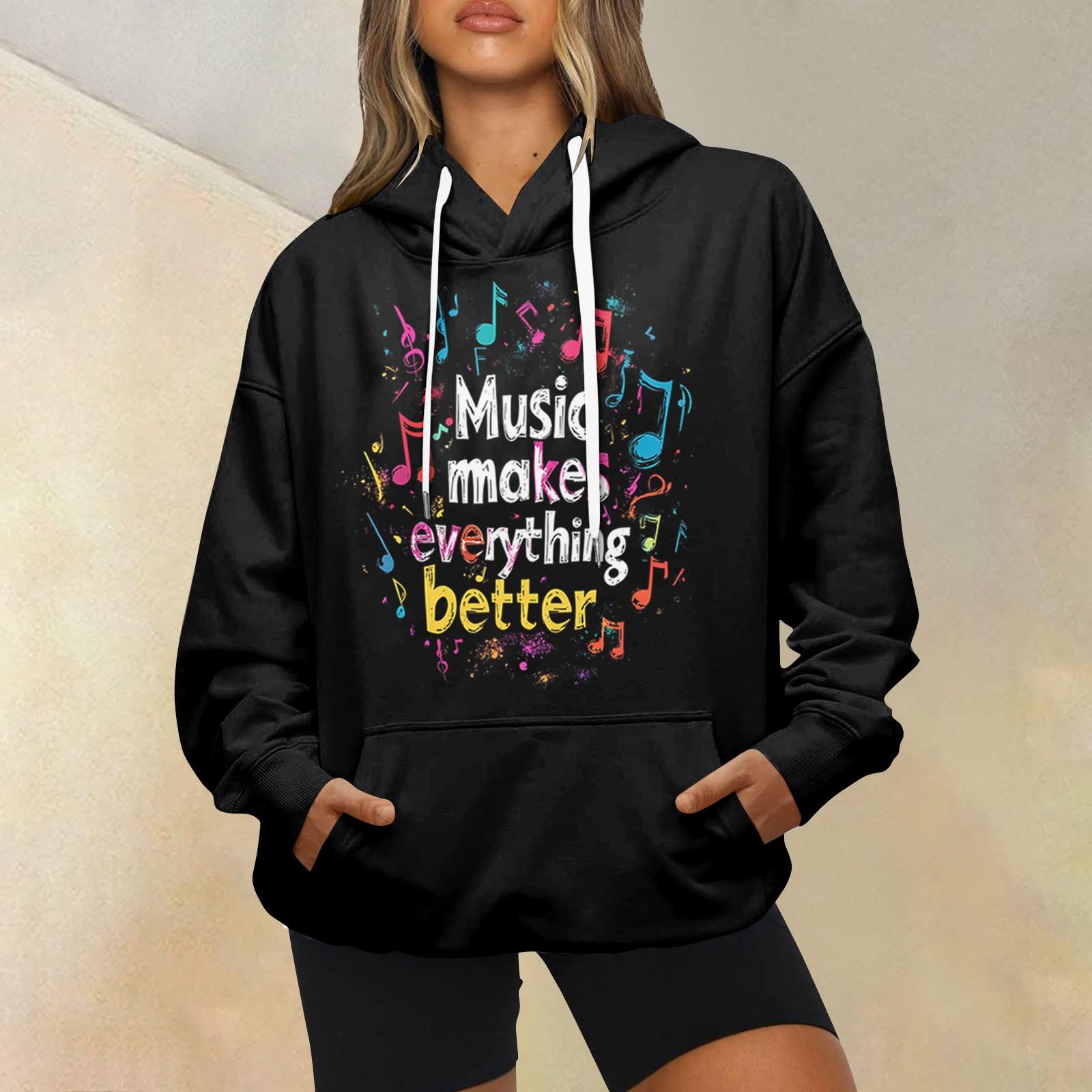 

Женская модная повседневная толстовка с длинным рукавом и капюшоном с принтом L чёрный