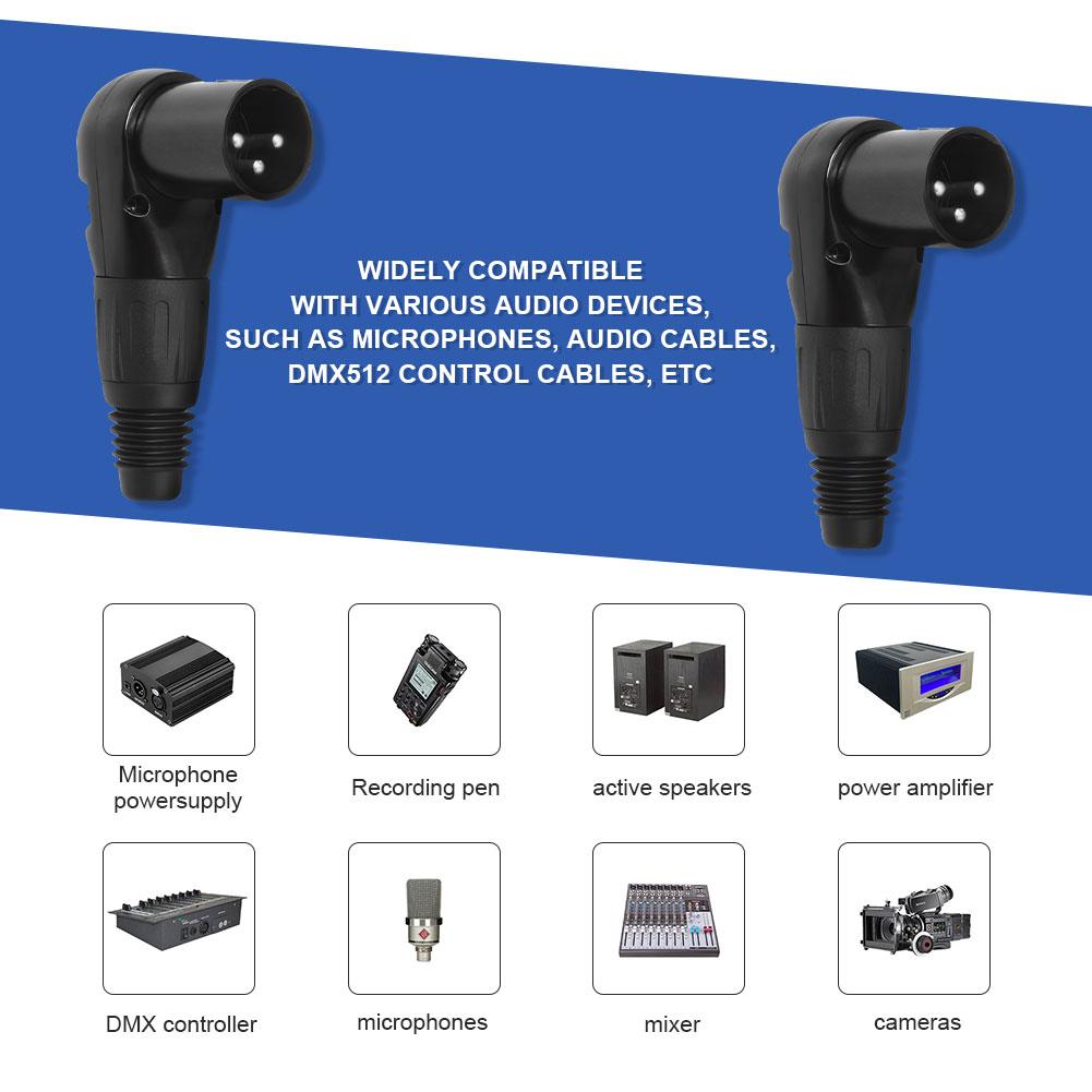 3Pin Adjustable XLR Male/Female Jack Connector Male Female Micphone Plug Audio Cable Connector for Speaker Systems Radio Station