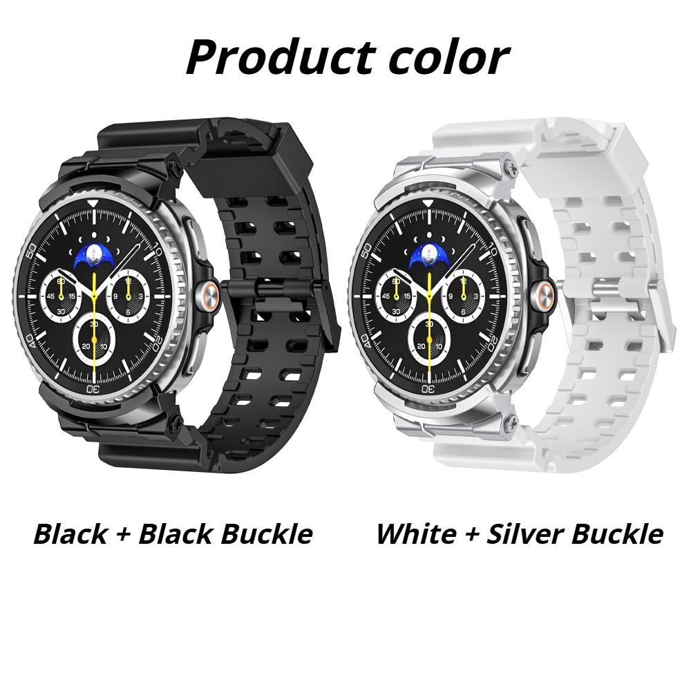 Rugged Sport Band For Samsung Galaxy Watch 8 40mm 44mm Strap Silicone Band with Stainless Steel Connector For Galaxy Watch 8 Classic 46mm