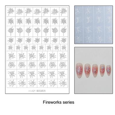 Flocon de neige creux transparent Feux d'artifice Cheval Autocollants pour ongles Pochoir aérographe Année du Cheval Série Nouvel An Décoration Autocollant pour ongles
