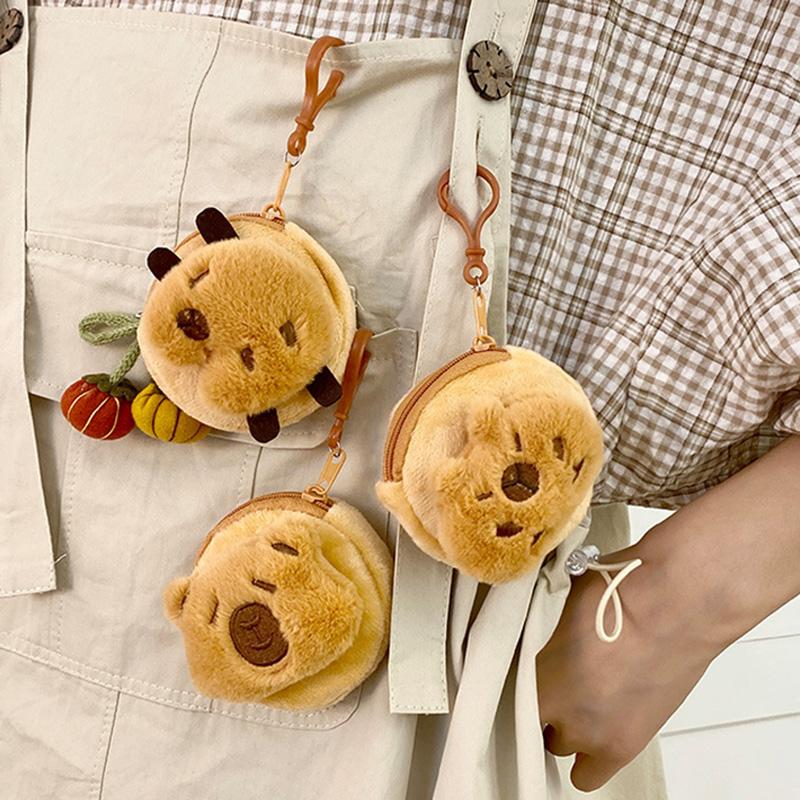 New Capibala Coin Purse Cartoon Mini Plush Capybara Pendant Portable Headset Bag Coin Storage Bag