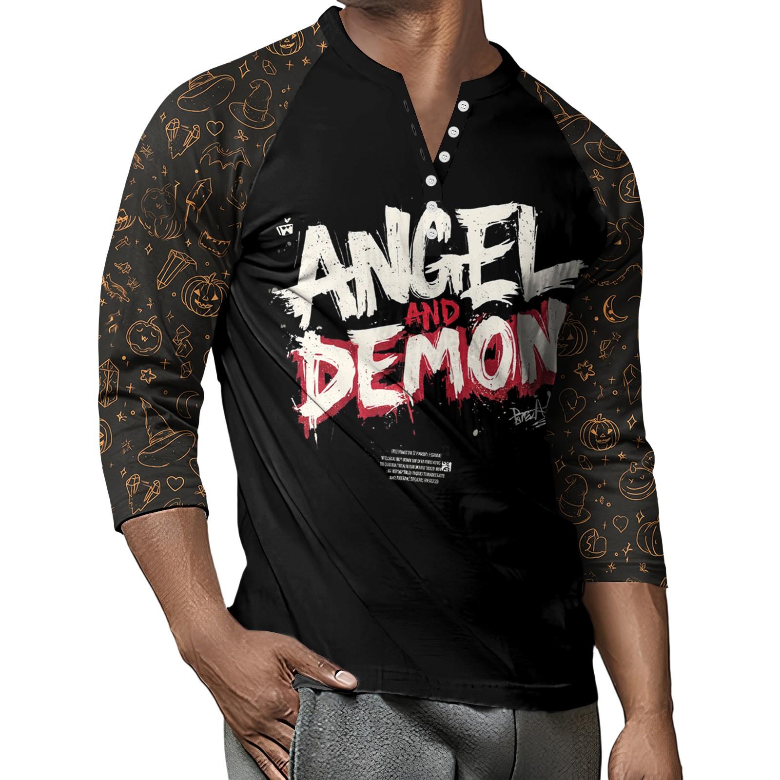 

Men s Button-Down Contrast Raglan 3/4 Sleeve Top XL білий