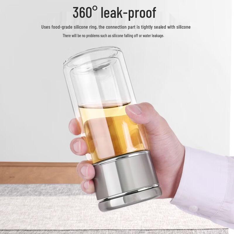 OLOEY Portable Double-Layer Tea Infuser Glass Cup