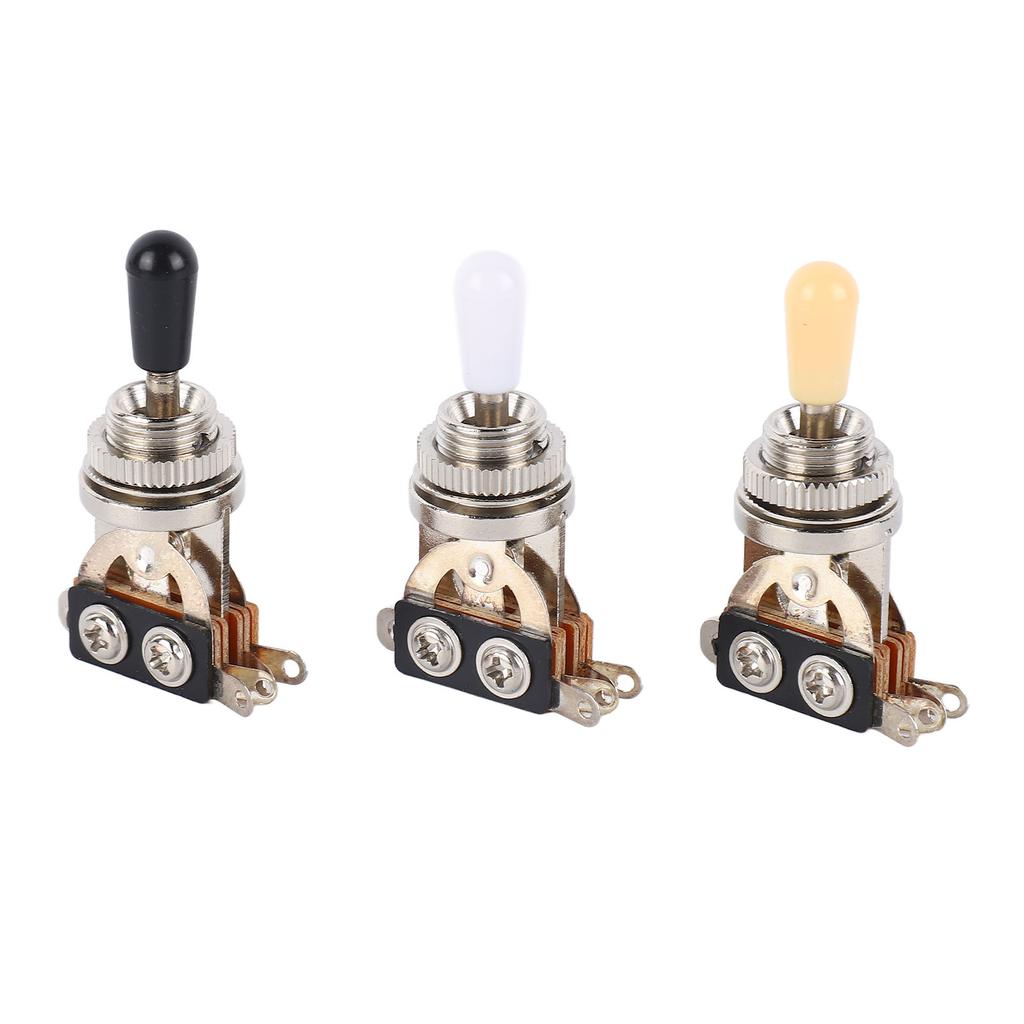 3pcs 3 Way Guitar Toggle Switches Short Straight Switch with Black White Cream Tips for Electric