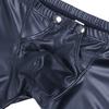 Men's Faux Leather Wet Look Bugle Pouch Low Waist Press Buttons Booty Shorts Pants Knickers Clubwear