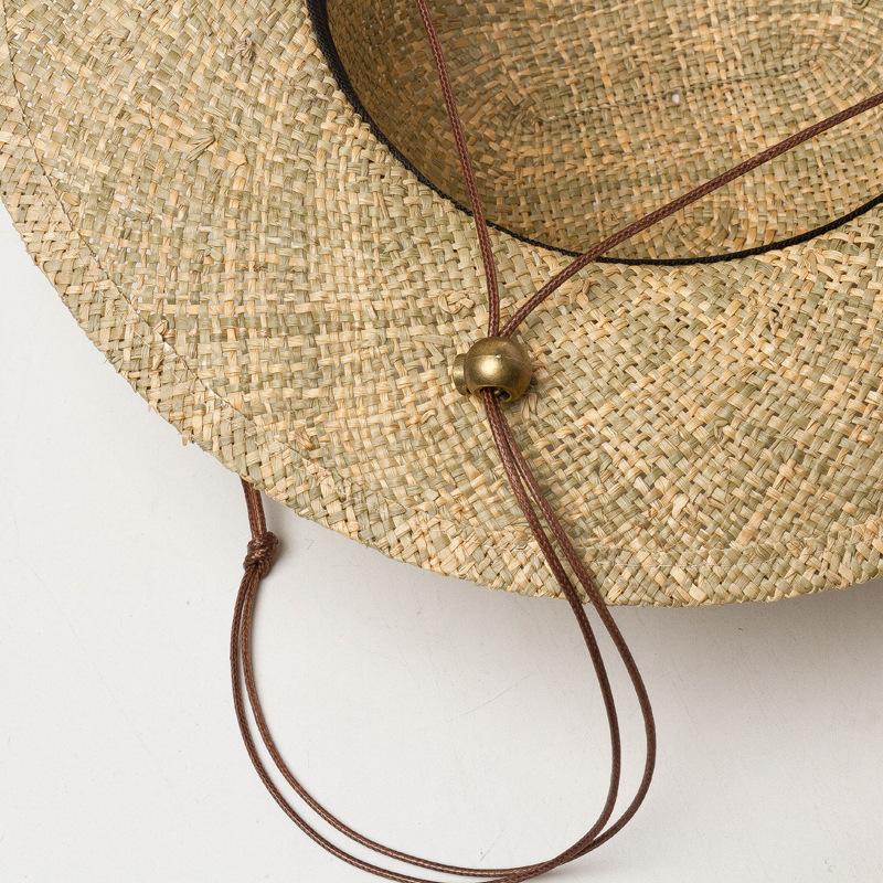 Children's spring and summer new dome wide-brimmed cassava straw hat, outdoor tourism beach sunshade big edge straw hat
