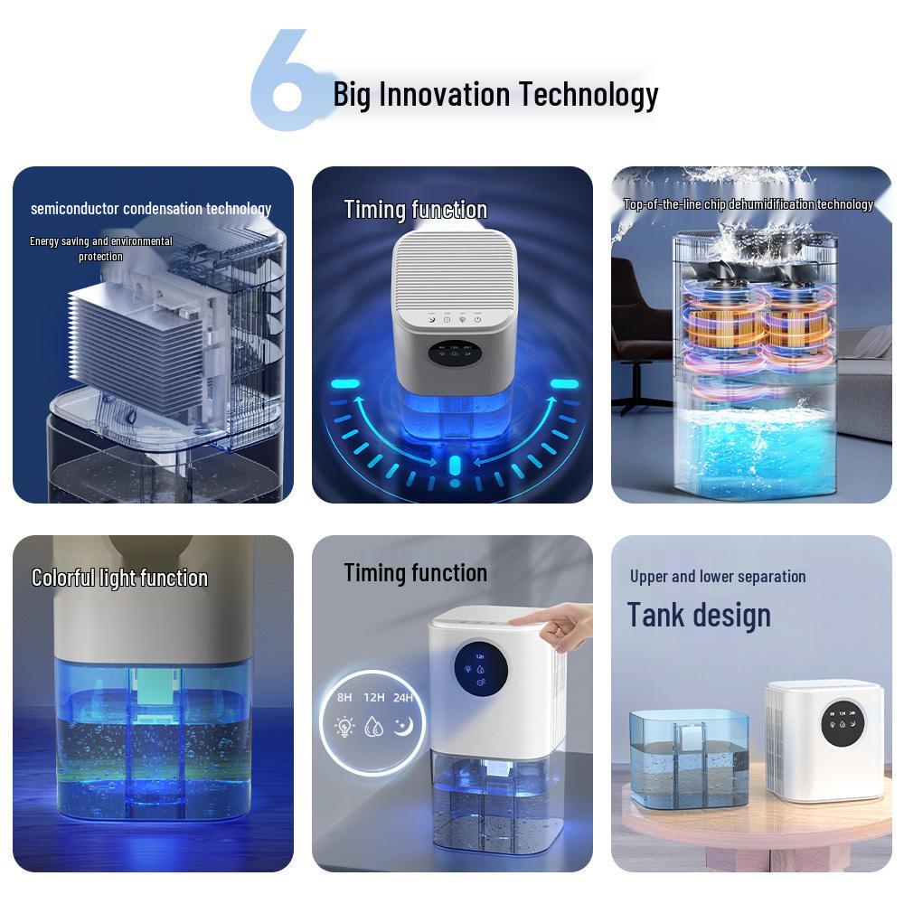 Smart Home Dehumidifier: High-Capacity Moisture Absorber for Bathrooms and Drying Spaces.