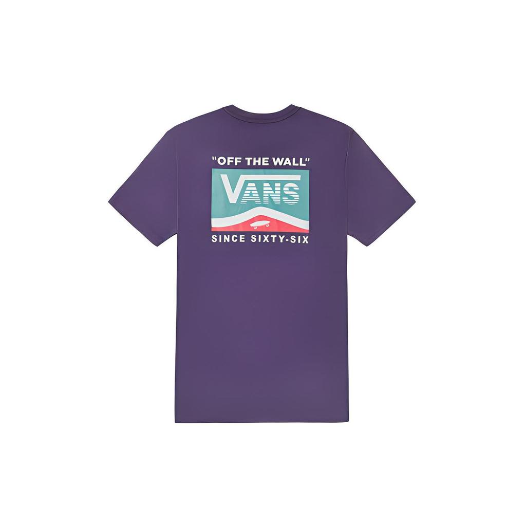 Vans Large Back Logo Print Short Sleeve T-Shirt Women Tops Purple VN0A4MNDY0X