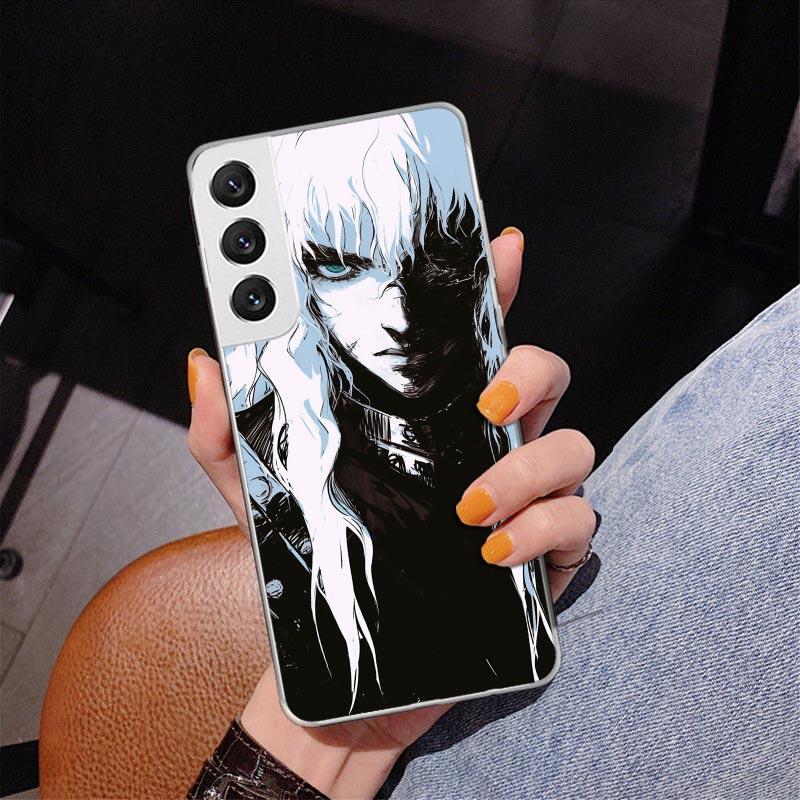 Schwarz Weiß G-Guts B-Berserks Phnoe Hülle für Samsung Galaxy S26 S25 Edge S23 S24 Ultra S22 Plus S21 S20 FE Einzigartige Hülle Weiches Coq