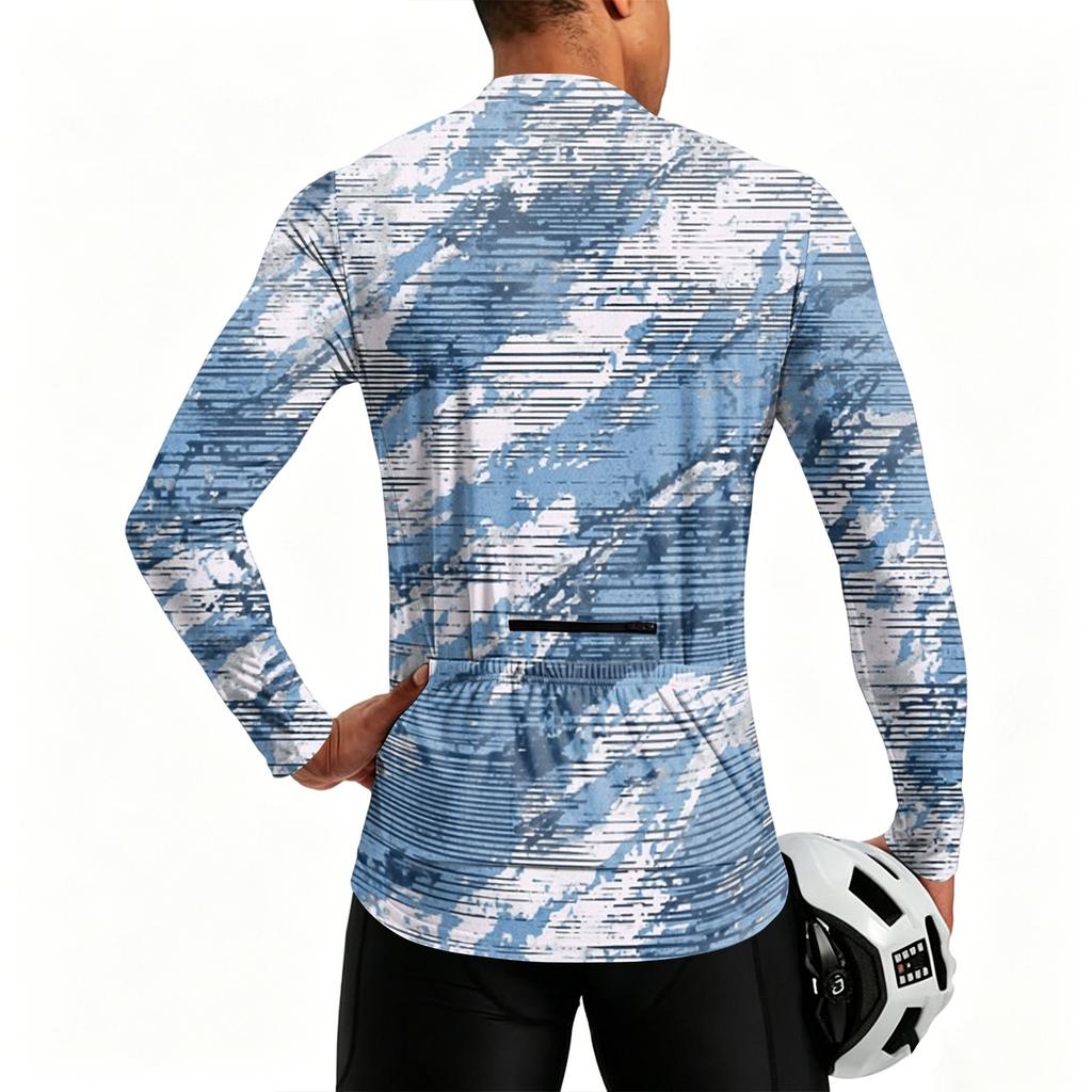 Herren Langarm Fahrradtrikot Atmungsaktiv Schnelltrocknend Mit Reißverschluss Pullover Leichtes Outdoor-Sportoberteil für Rennrad und Mountainbike