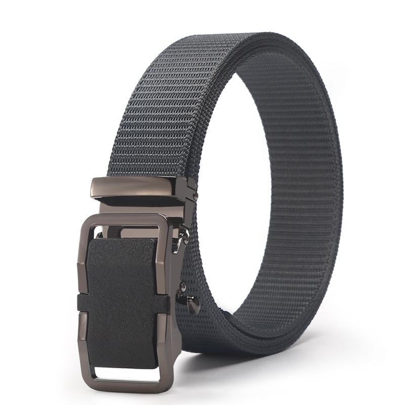 Belt Men'S Automatic Button Head Canvas Belt Medium Green Business Casual Simple Jeans Belt