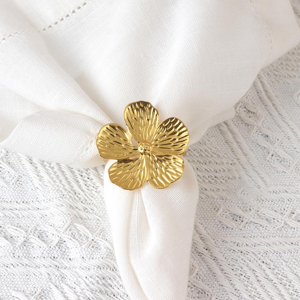 Gyllene Servettringar Metall Servettring Set Eleganta Metall Blom Servettringar för Middagsbord Bröllopsfest Set