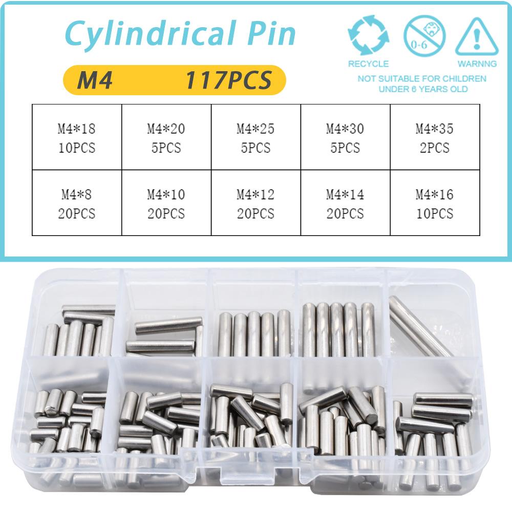 304 Stainless Steel Cylindrical Pin M1 M1.5 M2 M2.5 M3 M4 M5 M6 Shaft Solid Fixed Metal Rod Positioning Pin Fixed Lock Pin Kit