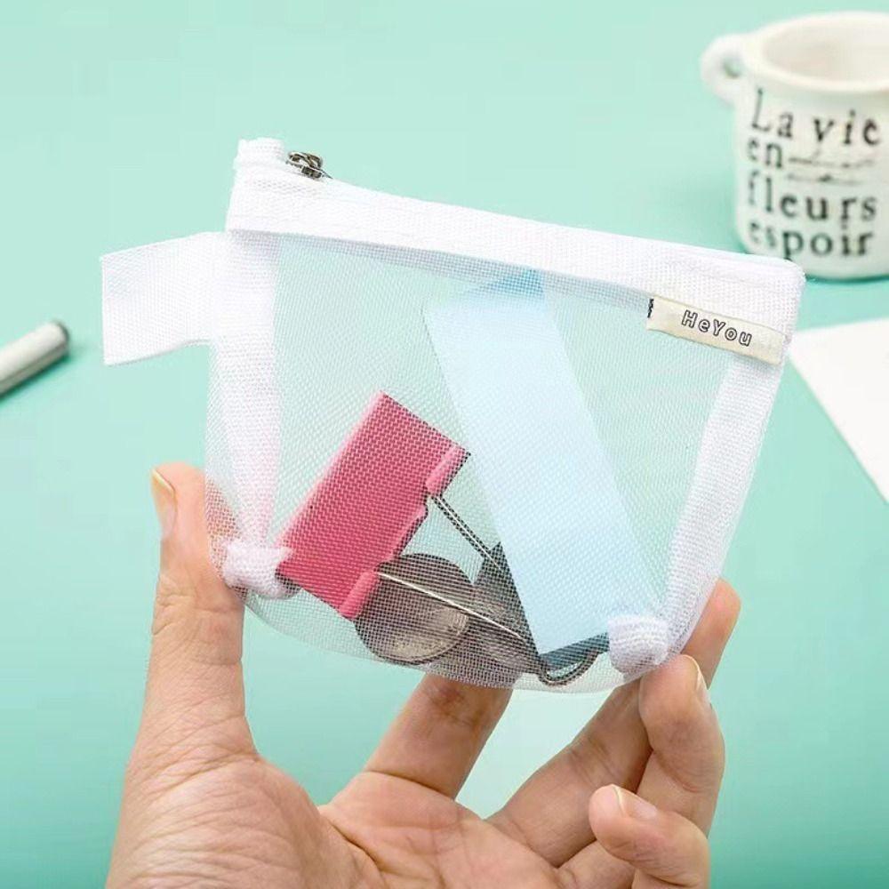 

Нейлоновый маленький кошелек для монет, держатель для кредитных карт, прозрачная косметичка, сетчатая сумка для хранения, студенческая