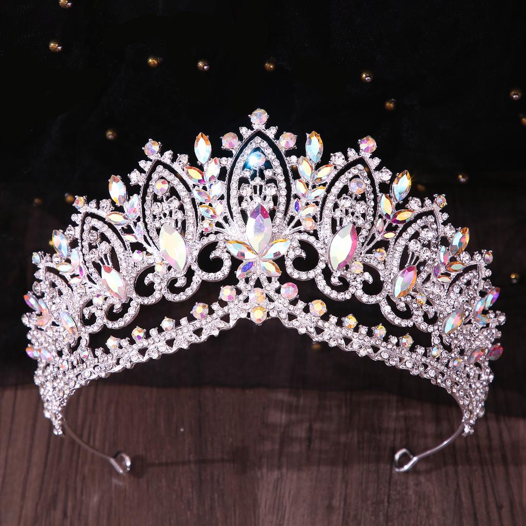 DIEZI Baroque AB Rinestone Tiara For Women Wedding Party Luxury Elegant Bridal Bride Crystal Crown Hair Accessories Jewelry