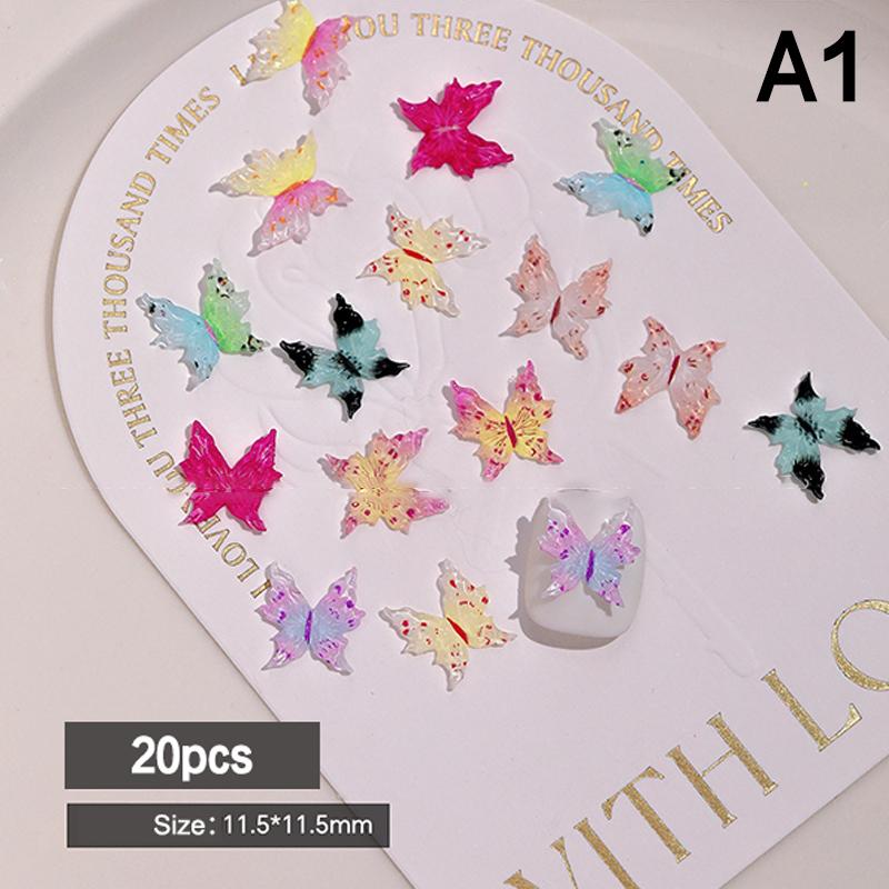 

20 шт. Милые мини разноцветные бабочки Нейл-арт смола Дизайнерские шармы DIY Крафт для ногтей 3D украшения Ювелирные изделия A1