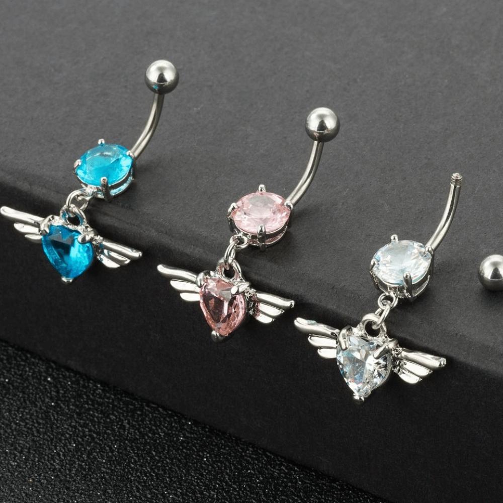 Herz Engel Bauchnabelring Strass Körperpiercing Schmuck Persönlichkeit Zirkon Bauchnabelring Geschenk