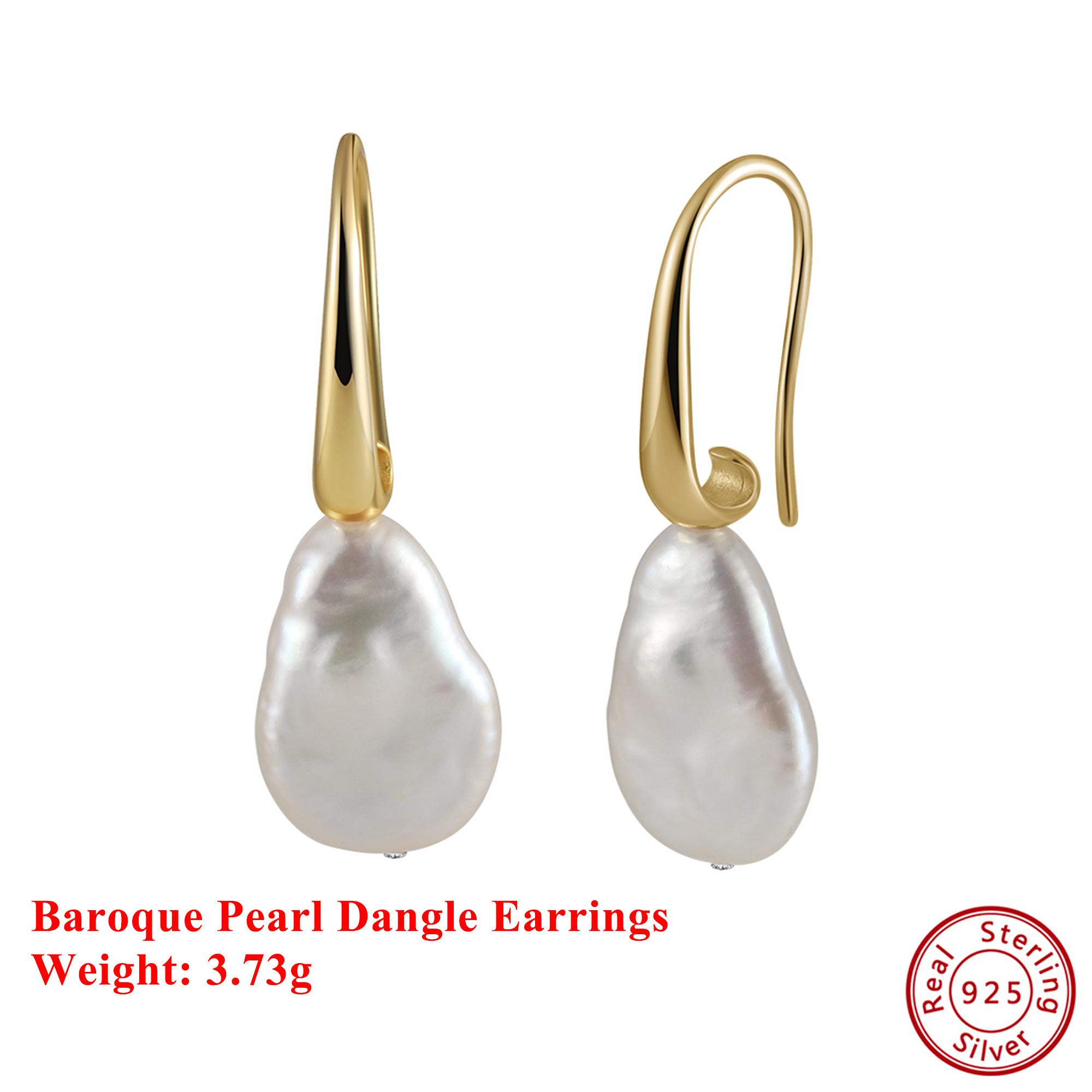 

Effie Queen 925 Solid Sterling Silver 14k Gold Baroque Pearl Dangle Earrings Banquet Jewelry for Women 2026 Trend Earrings GPE90