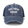 Letter Retro Washed Ripped Baseball Cap Breathable Mesh Cap Women'S Four-Season Sunshade Outdoor Versatile Cap Men