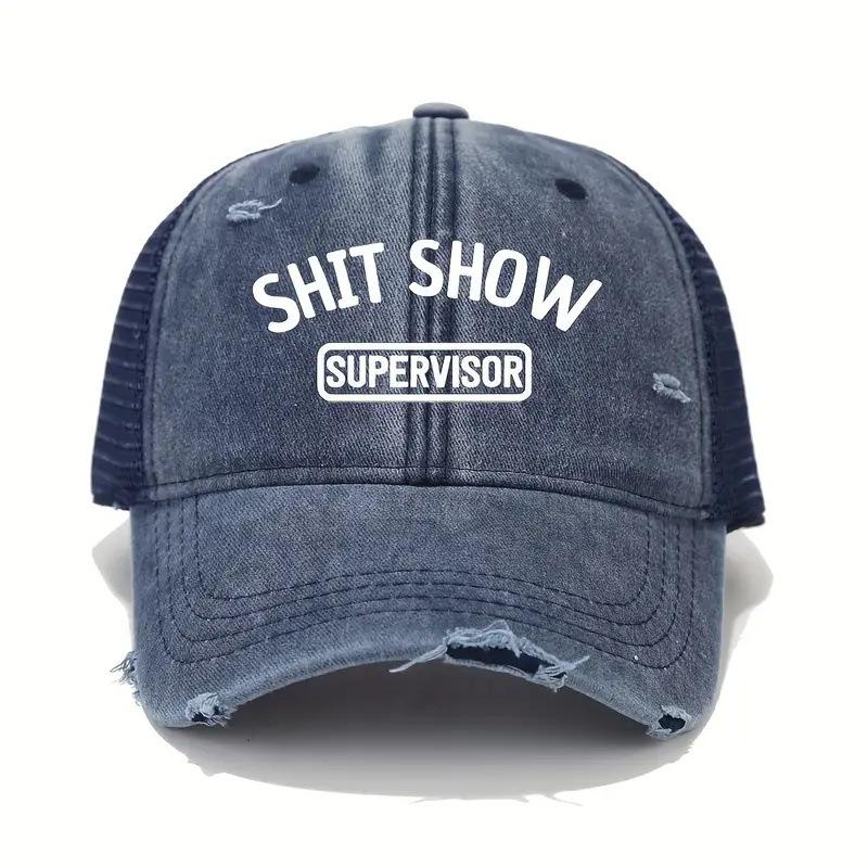 Letter Retro Washed Ripped Baseball Cap Breathable Mesh Cap Women'S Four-Season Sunshade Outdoor Versatile Cap Men
